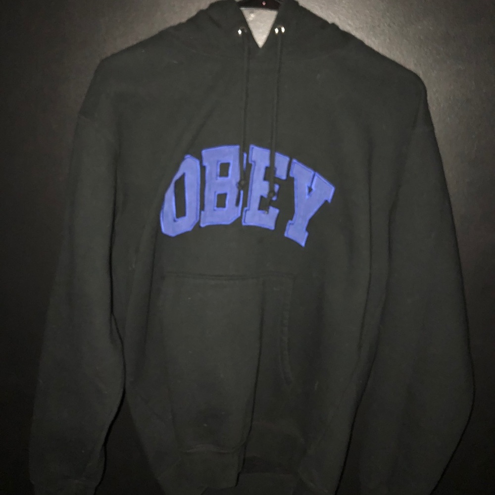 Obey Black and Blue Logo Hoodie
